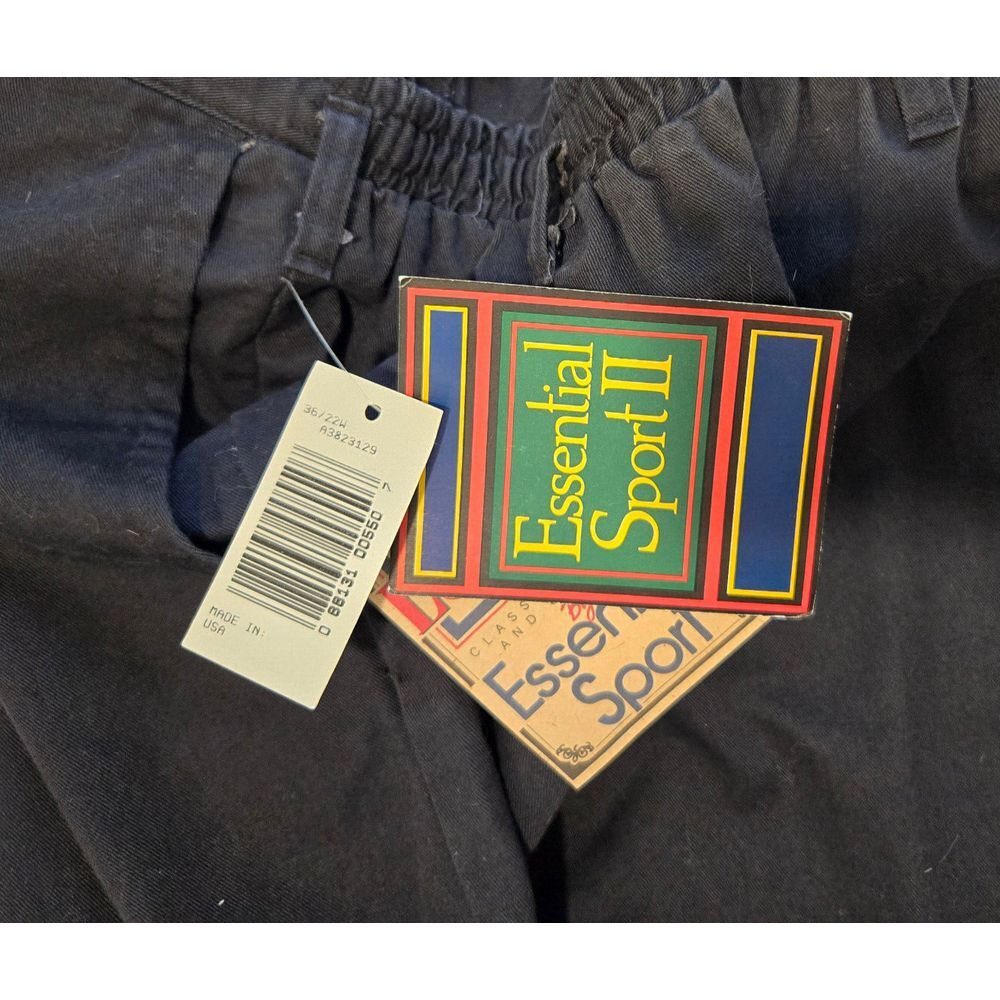 NWT Vintage Essentials Sport II Mens Large 36x30 Black Pleated Elastic Pants - Picture 9 of 9